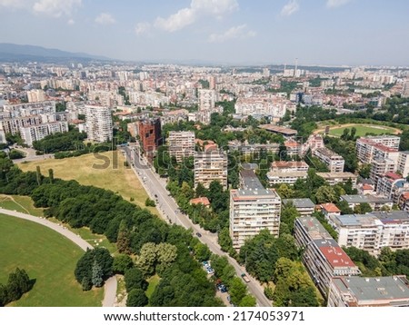 Amazing Aerial view of South Park in city of Sofia, Bulgaria