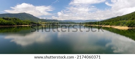 The Ordunte dam is located in the Mena Valley, near to the town of Villasana de Mena, Burgos, Spain. Also is knowed as Ordunte swamp and collects the waters of the rivers cadagua, cerneja and ordunte. Royalty-Free Stock Photo #2174060371
