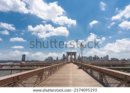 Cloudy day from Brooklyn Bridge in New York Usa