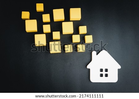 white house model with many yellow cubes for letters or icons to add meaning
