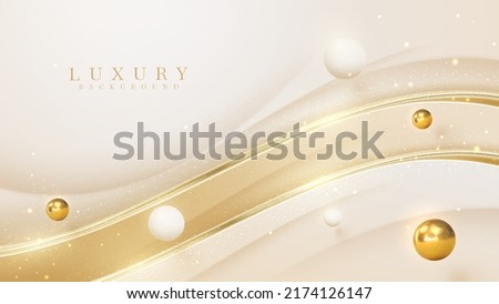 Luxury abstract gold background with ball decoration and shiny elements. Royalty-Free Stock Photo #2174126147