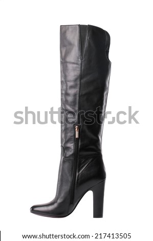 Black female high boot isolated on white background.