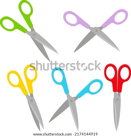 Scissors set on white background. Vector illustration
