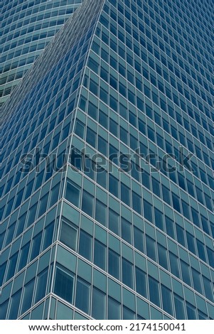 Low angle detail view of financial building, Madrid, Spain, Europe