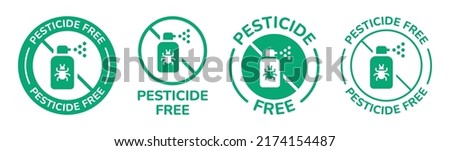 Pesticide free icon label vector set. Certified natural product sticker symbol illustration.