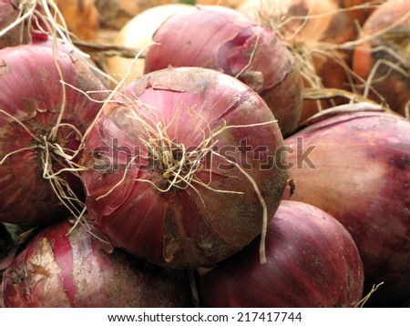 Red onions in plenty
