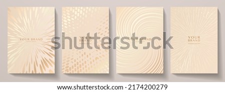 Luxury premium cover design set. Abstract background with gold line pattern. Royal vector template for premium menu, formal invitation, flyer layout, lux invite card Royalty-Free Stock Photo #2174200279