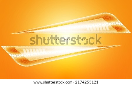 Abstract orange sports background with transparent hexagonal geometric triangle shapes for sport event, banner, brochure or poster. Vector illustration