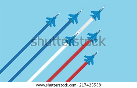 Military airplane in the sky. Vector illustration Royalty-Free Stock Photo #217425538