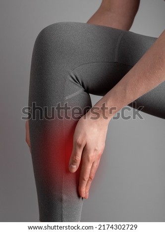 Shin, leg pain concept. Abstract injury or pain close up. High quality photo
