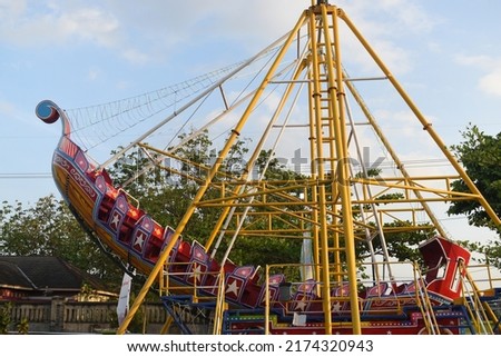Swinging boat ride at an amusement park