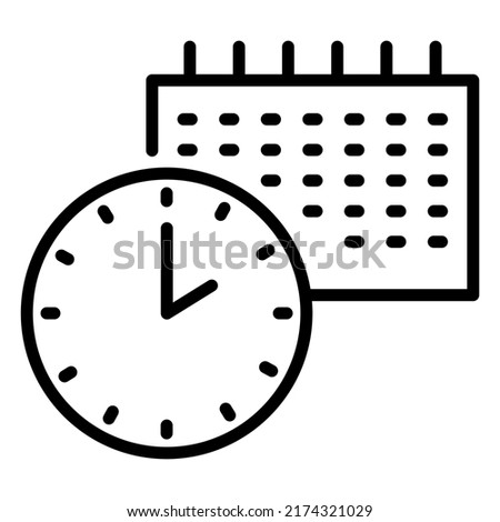Analog Clock Calendar Stroke Icon. High quality vector
