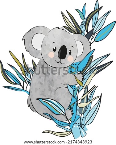 Vector Illustration of cute little koala, print design animal ,kids on t-shirt
nighty print, poster pattern animal sketch.