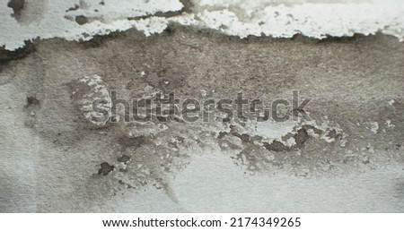 Distressed overlay. Grunge texture. Old film noise. Damaged concrete wall. Black grain dirt stains defect on white aged abstract background.