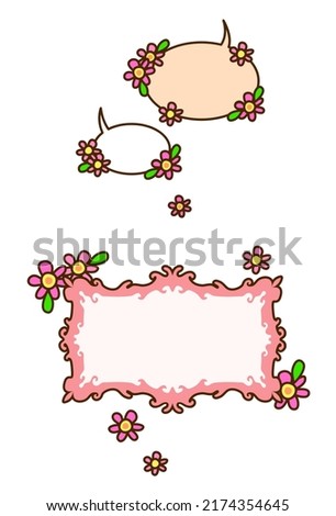 Flower-decorated speech balloons and a text box