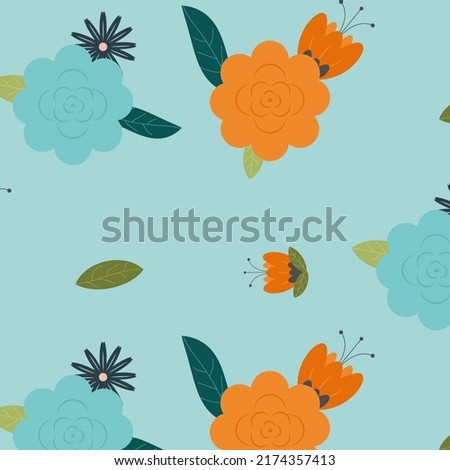 Abstract floral pattern. On a blue background.