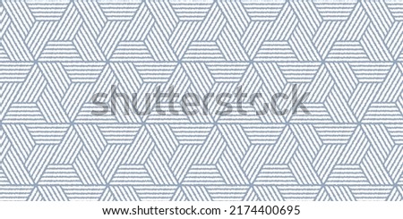 Abstract geometric pattern with wavy stripes lines. Weave design background of blue polygon shape
