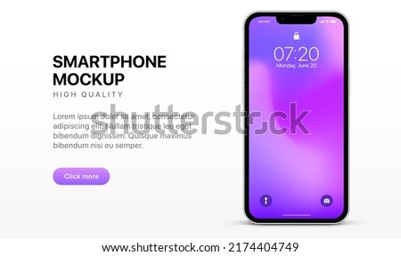 Realistic smartphone mockup isolated with transparent screens. Smart phone mockup collection. Device front view. 3D mobile phone with shadow on white background. Realistic, flat and line style