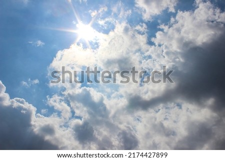 Blue Sky and White Clouds Background. Summer Blue Sky Gradient Light