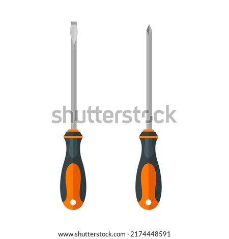 flat and phillips screwdriver vector illustration flat style Royalty-Free Stock Photo #2174448591
