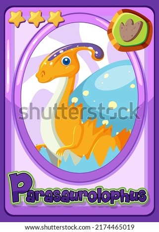 Parasaurolophus dinosaur cartoon card illustration