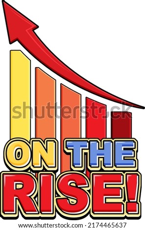 On the rise isolated word text illustration