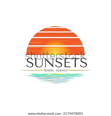 Travel Agency with best sunset view logo design template