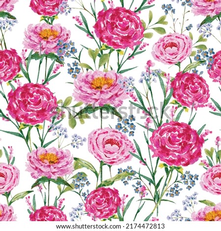 Watercolour mewdow wild florals hand painted Seamless pattern illustration,Design for fashion , fabric, textile, wallpaper, cover, web , wrapping and all prints 
