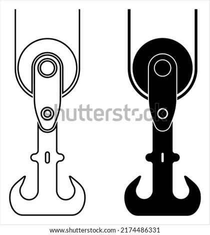 Crane Hook Icon, Tow Hook, Lifting Hook With A Safety Latch Vector Art Illustration