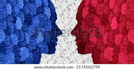 Divided American political groups and United States culture war between conservative society and liberal ideas as an election debate or US voter divisions. Royalty-Free Stock Photo #2174502799