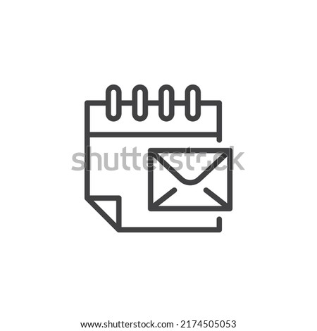 Calendar, email line icon. linear style sign for mobile concept and web design. Calendar and envelope outline vector icon. Symbol, logo illustration. Vector graphics