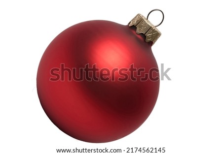 It's a isolated view of an yellow ball. A red Christmas ball is on white background. It's the New Year's Eve. Royalty-Free Stock Photo #2174562145