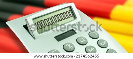 Calculater and 100 Milliarden Euro with German Flag Royalty-Free Stock Photo #2174562455