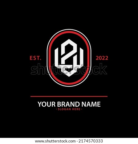 Monogram Logo, Initial letters U, Z, UZ or ZU, Interlock, Modern, Sporty, White and Red Color on Black Background