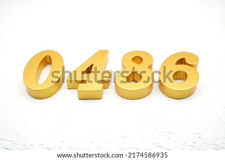   Number 0486 is made of gold-plated teak, 1 cm thick, laid on a white painted aerated brick floor, giving good 3D visibility.                                