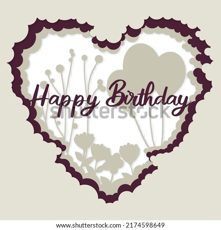Happy Birthday Layered paper cut card. Paper cut out style Shadow box