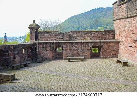 Beautiful cityscape view from above .Europe city of Heidelberg in Germany .Bridge and castle