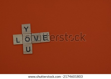 Love you in English with orange background