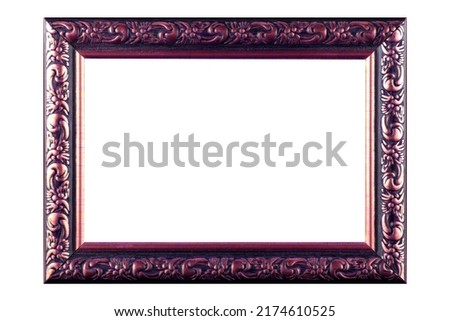 Antique fuchsia Pink Classic Old Vintage Wooden mockup canvas frame isolated on white background. Blank and diverse subject moulding baguette. Design element. use for paintings, mirrors or photo.