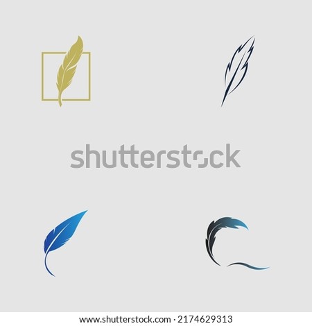 logo set of feather vector illustration design on gray background