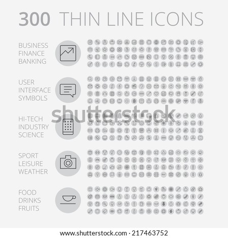 Thin Line Icons For Business, Interface, Leisure and Food. Vector eps10. Royalty-Free Stock Photo #217463752