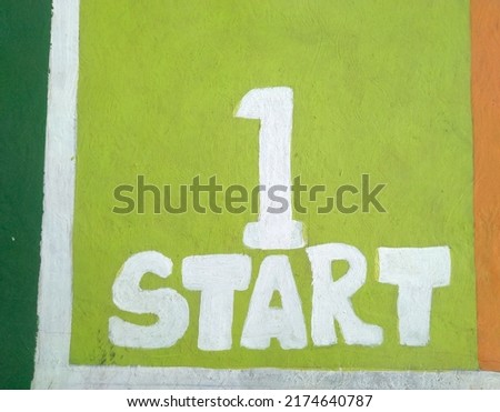 "Start" sign at children playground. Start sign at playing area at the park.