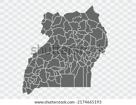 Uganda Map grey Color on Background png