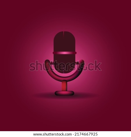 3d abstract red microphone vector , icon for musical studio background