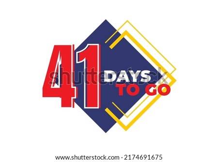 1 until 99 days left sign label vector art illustration with fantastic font and black blue, Red, Yellow color combination in white background