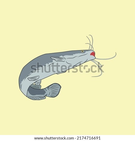 Catfish Illustration with Pastel Background Colors