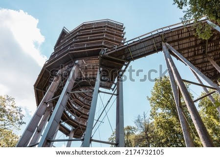 Observation tower of the Saarschleife treetop path 
Natur Travel Germany, Saarland Most popular  Royalty-Free Stock Photo #2174732105