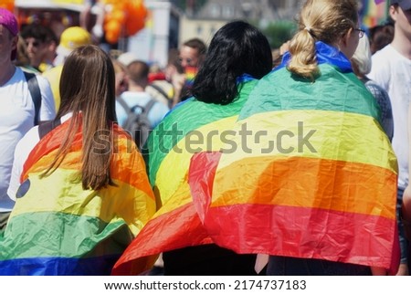 People Celebrating „Cologne Pride“ On The City Street. Royalty-Free Stock Photo #2174737183