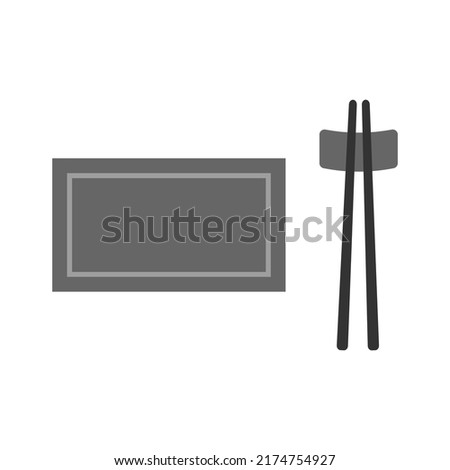 Dish with chopstick icon isolated on white background