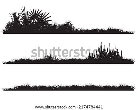 grass silhouette landscape banners of wavy meadows with grass 